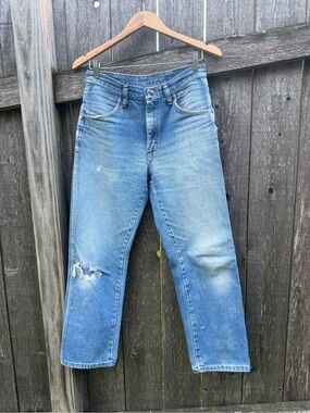 Rustler Light Blue Relaxed Straight Jeans with Knee Distress